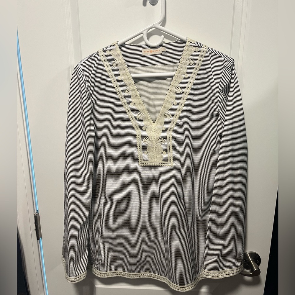 Tory Burch Navy and white striped Tunic in excellent condition!